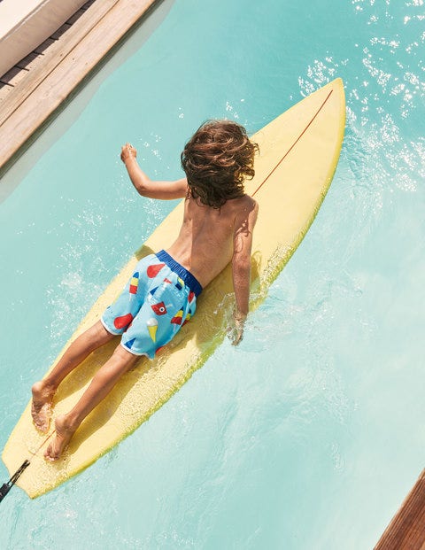 Printed Surf Shorts - Aqua Blue Geo Lolly