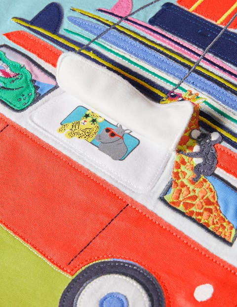 T-shirt avec rabats à soulever et motif vacances - Van bleu géorgien T-shirt avec rabats à soulever et motif vacances - Van bleu géorgien