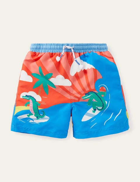 Swim Trunks - Fire Cracker Red Surfing Croc Swim Trunks - Fire Cracker Red Surfing Croc