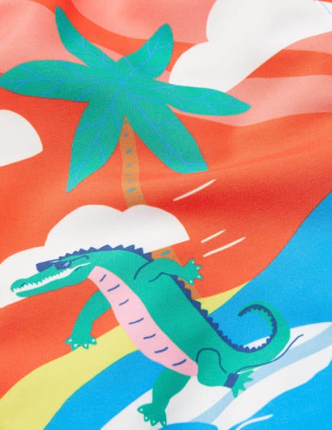 Swim Trunks - Fire Cracker Red Surfing Croc Swim Trunks - Fire Cracker Red Surfing Croc
