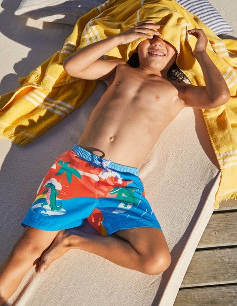 Swim Trunks - Fire Cracker Red Surfing Croc Swim Trunks - Fire Cracker Red Surfing Croc