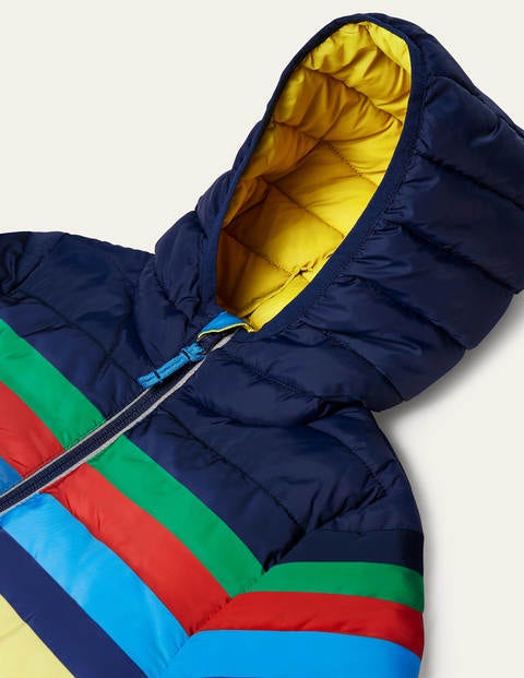 Cosy Pack-away Padded Jacket - College Navy Rainbow Cosy Pack-away Padded Jacket - College Navy Rainbow