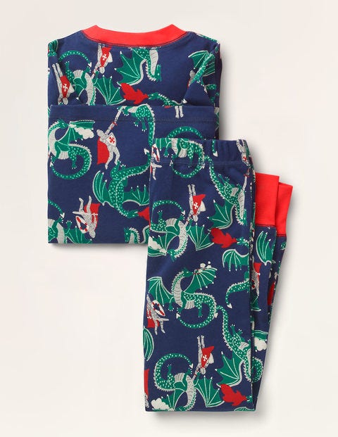 Cosy Long John Pajamas - College Navy Dragon Cosy Long John Pajamas - College Navy Dragon
