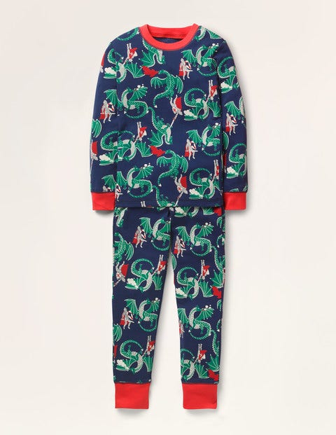 Cosy Long John Pajamas - College Navy Dragon Cosy Long John Pajamas - College Navy Dragon