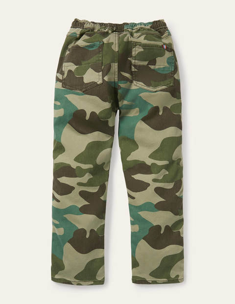 Relaxed Slim Pull-on Trousers - Green Camouflage Relaxed Slim Pull-on Trousers - Green Camouflage
