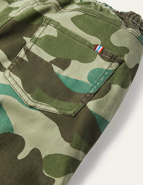 Relaxed Slim Pull-on Trousers - Green Camouflage Relaxed Slim Pull-on Trousers - Green Camouflage