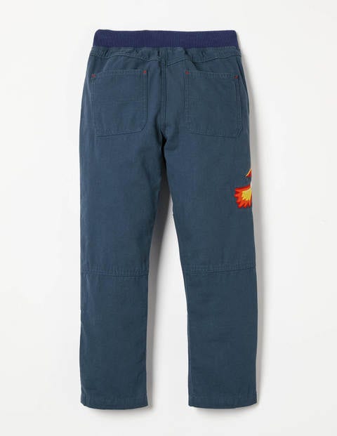 Rib Waist Appliqué Pants - Robot Blue Rocket Rib Waist Appliqué Pants - Robot Blue Rocket