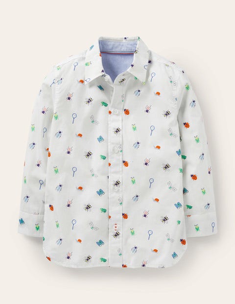 Printed Laundered Shirt - Ivory Bugs Printed Laundered Shirt - Ivory Bugs