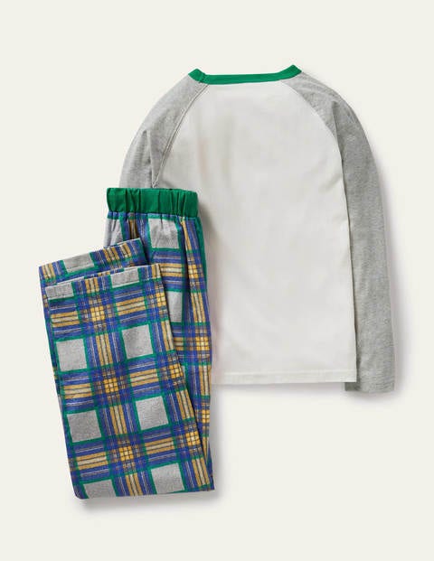 Gebürstetes Raglan-Pyjamaset - Grau Meliert/Griechisches Blau Gebürstetes Raglan-Pyjamaset - Grau Meliert/Griechisches Blau