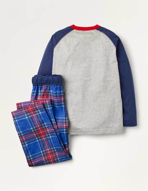 Gebürstetes Raglan-Pyjamaset - Schuluniform-Navy/Rot Gebürstetes Raglan-Pyjamaset - Schuluniform-Navy/Rot