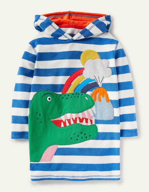Towelling Throw-on - Brilliant Blue/White Dino Towelling Throw-on - Brilliant Blue/White Dino