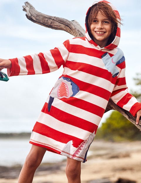 Towelling Throw-on - Fire Red/White Sharks Towelling Throw-on - Fire Red/White Sharks