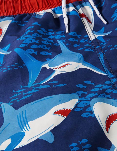Badeshorts - Segelblau, Haifische Badeshorts - Segelblau, Haifische