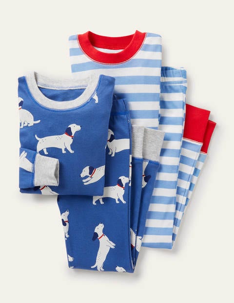 Cosy Twin Pack Long Pajamas - Venice Blue Sausage Dogs Cosy Twin Pack Long Pajamas - Venice Blue Sausage Dogs