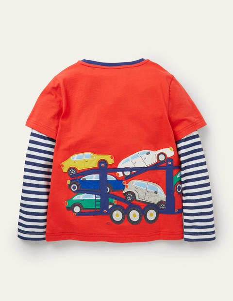 Lift-the-flap Appliqué T-shirt - Cherry Red Cars Lift-the-flap Appliqué T-shirt - Cherry Red Cars