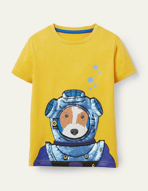 Animal Sequin T-shirt - Sweetcorn Yellow Diver Sprout Animal Sequin T-shirt - Sweetcorn Yellow Diver Sprout
