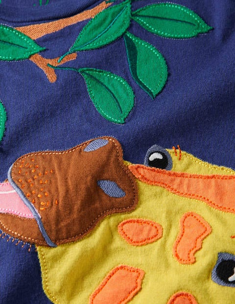 Wild Animal Appliqué T-shirt - Starboard Blue Giraffe Wild Animal Appliqué T-shirt - Starboard Blue Giraffe
