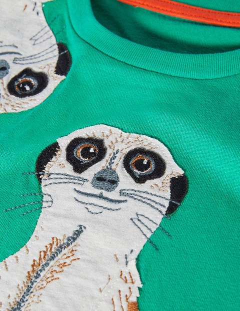 Wild Animal Appliqué T-shirt - Sapling Green Meerkat Wild Animal Appliqué T-shirt - Sapling Green Meerkat