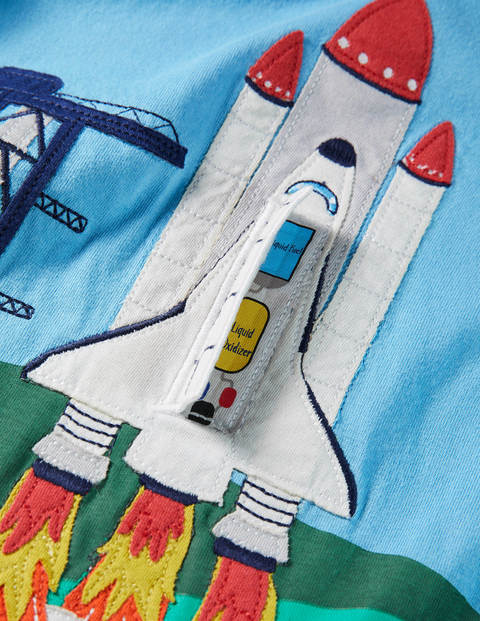 Lift-the-flap Space T-shirt - Surfboard Blue Rocket Lift-the-flap Space T-shirt - Surfboard Blue Rocket
