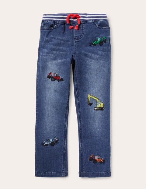 Denim-Jeans mit Applikation - Mittleres Vintageblau, Fahrzeuge