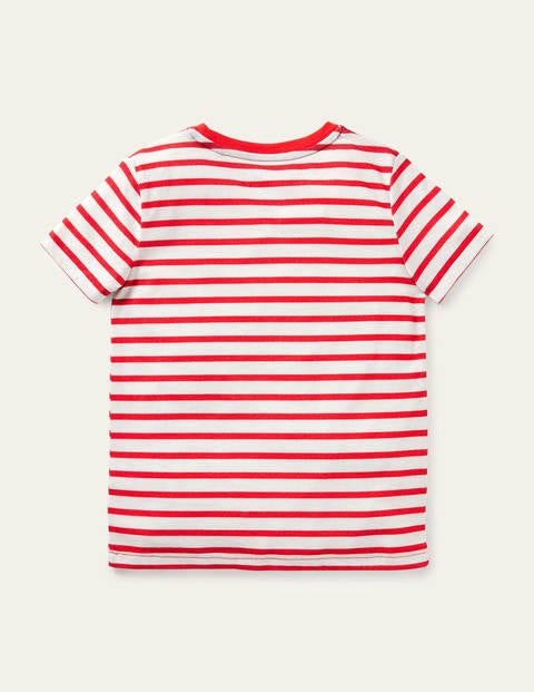 T-shirt rayé à appliqué animaux de compagnie - Chiens rouge tarte aux fraises T-shirt rayé à appliqué animaux de compagnie - Chiens rouge tarte aux fraises