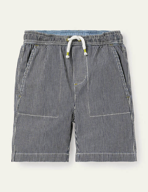 Pull-on Drawstring Shorts - College Navy/Ivory Ticking Pull-on Drawstring Shorts - College Navy/Ivory Ticking