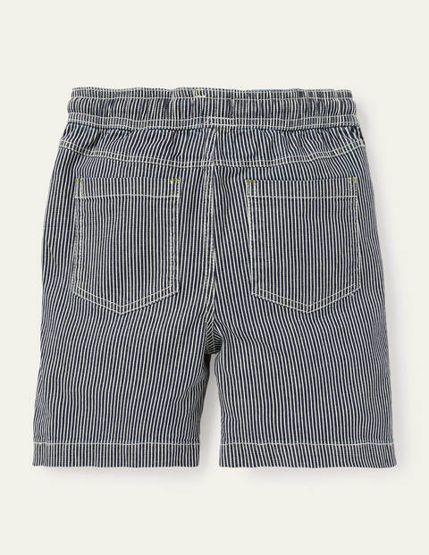 Pull-on Drawstring Shorts - College Navy/Ivory Ticking Pull-on Drawstring Shorts - College Navy/Ivory Ticking