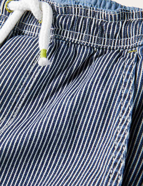 Pull-on Drawstring Shorts - College Navy/Ivory Ticking Pull-on Drawstring Shorts - College Navy/Ivory Ticking