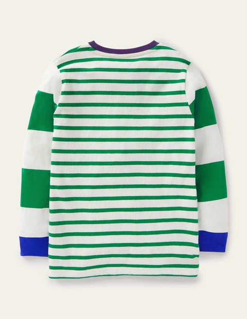 Appliqué Stripe T-shirt - Sapling Green Sausage Dogs Appliqué Stripe T-shirt - Sapling Green Sausage Dogs