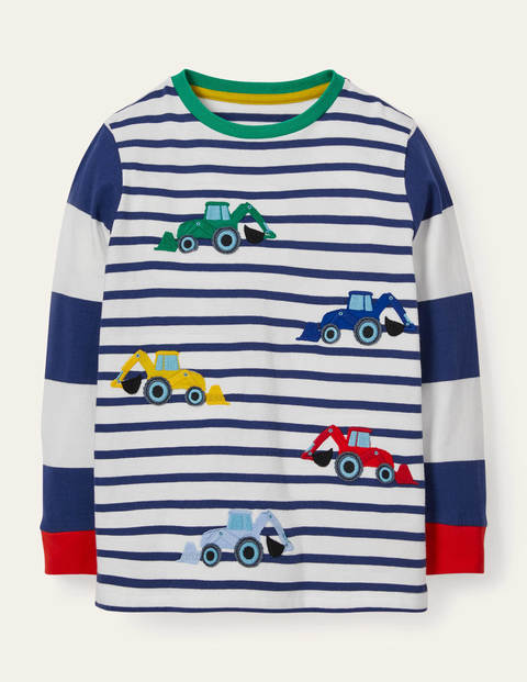 AppliquÃ© Stripe T-shirt College Navy Tractors