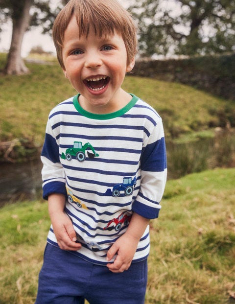 Appliqué Stripe T-shirt - College Navy Tractors Appliqué Stripe T-shirt - College Navy Tractors