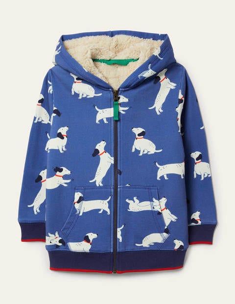Shaggy-lined Zip-up Hoodie - Venice Blue Sausage Dogs Shaggy-lined Zip-up Hoodie - Venice Blue Sausage Dogs