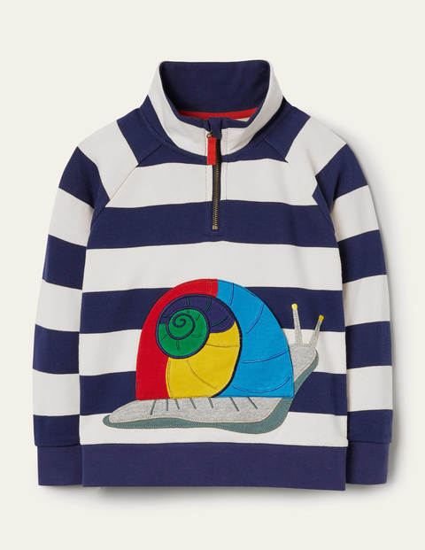 Appliqué Half-zip Sweatshirt - College Navy/Ivory Snail Appliqué Half-zip Sweatshirt - College Navy/Ivory Snail