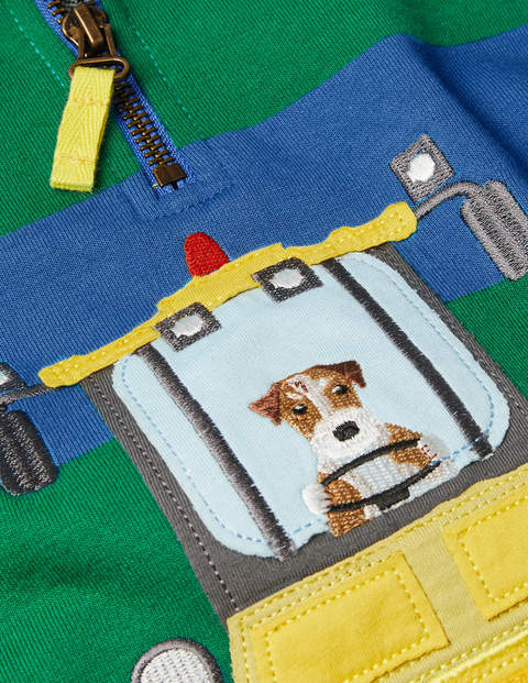 Appliqué Half-zip Sweatshirt - Elizabethan Blue/Green Tractor Appliqué Half-zip Sweatshirt - Elizabethan Blue/Green Tractor