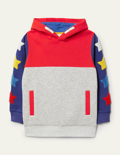 Colourblock Hoodie - Grey Marl/Fire Red Stars Colourblock Hoodie - Grey Marl/Fire Red Stars