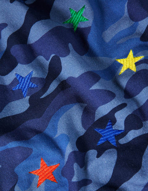 Embroidered Camo Sweatshirt - Blue Camouflage Stars Embroidered Camo Sweatshirt - Blue Camouflage Stars