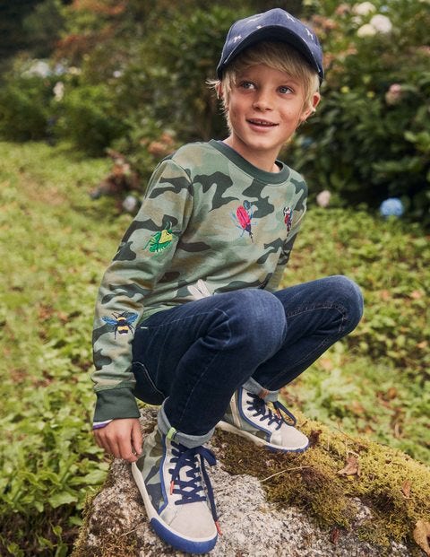 Embroidered Camo Sweatshirt - Green Camouflage Bugs Embroidered Camo Sweatshirt - Green Camouflage Bugs