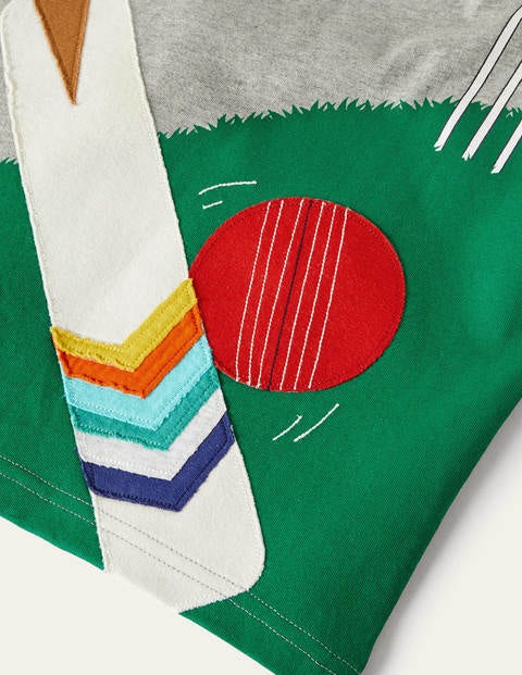 Sporty Appliqué T-shirt - Grey Marl Cricket Sporty Appliqué T-shirt - Grey Marl Cricket