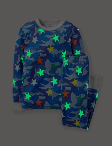 Pyjama long phosphorescent - Étoile arc-en-ciel camouflage bleu Pyjama long phosphorescent - Étoile arc-en-ciel camouflage bleu