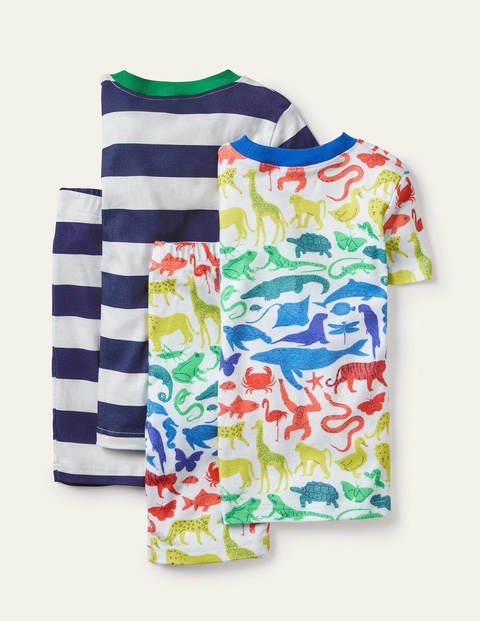 Cosy Twin Pack Short Pajamas - Ivory Rainbow Animals Cosy Twin Pack Short Pajamas - Ivory Rainbow Animals