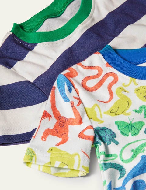 Cosy Twin Pack Short Pajamas - Ivory Rainbow Animals Cosy Twin Pack Short Pajamas - Ivory Rainbow Animals