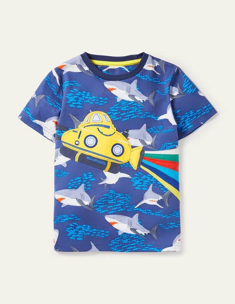 Vehicle Appliqué T-shirt - Starboard Blue Submarine Vehicle Appliqué T-shirt - Starboard Blue Submarine