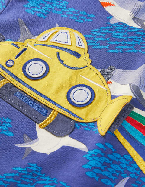 Vehicle Appliqué T-shirt - Starboard Blue Submarine Vehicle Appliqué T-shirt - Starboard Blue Submarine
