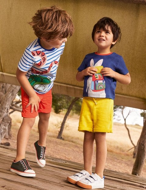 Gestreiftes T-Shirt mit Tierapplikation - Blitzblau, Tiere Gestreiftes T-Shirt mit Tierapplikation - Blitzblau, Tiere