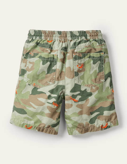 Pull-on Drawstring Shorts - Green Camouflage Animals Pull-on Drawstring Shorts - Green Camouflage Animals