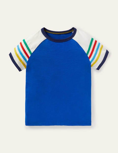 Raglan-T-Shirt in Blockfarben - Blitzblau, Regenbogen Raglan-T-Shirt in Blockfarben - Blitzblau, Regenbogen