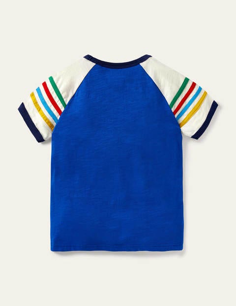 Raglan-T-Shirt in Blockfarben - Blitzblau, Regenbogen Raglan-T-Shirt in Blockfarben - Blitzblau, Regenbogen