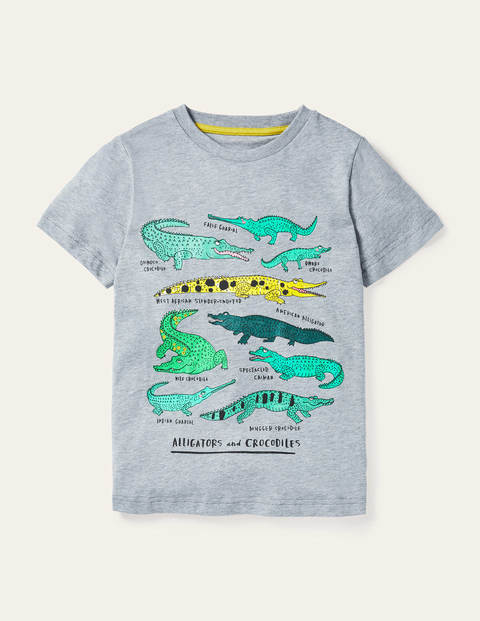 Graphic Animals T-shirt - Grey Marl Crocodiles