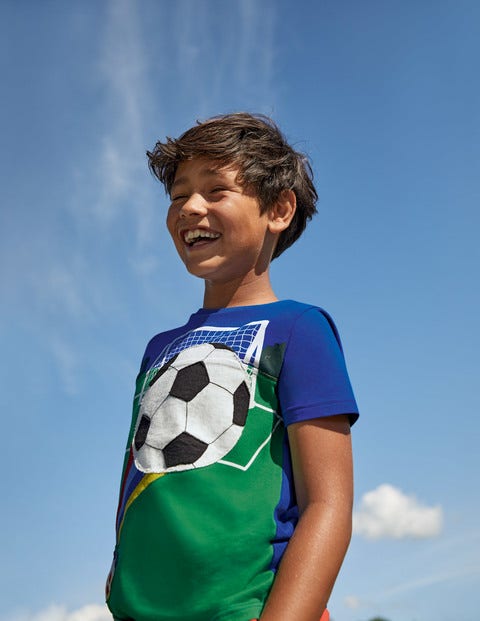 Sporty Appliqué T-shirt - Brilliant Blue Football Sporty Appliqué T-shirt - Brilliant Blue Football