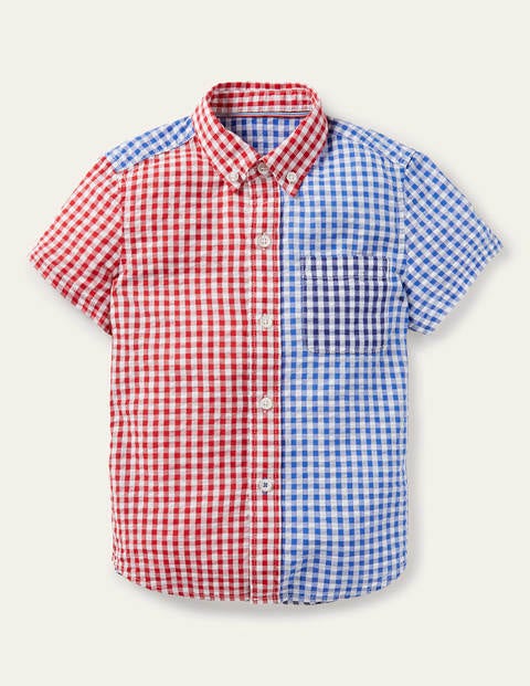 Smart Short-sleeved Shirt - Rockabilly Red/Celeste Blue Smart Short-sleeved Shirt - Rockabilly Red/Celeste Blue